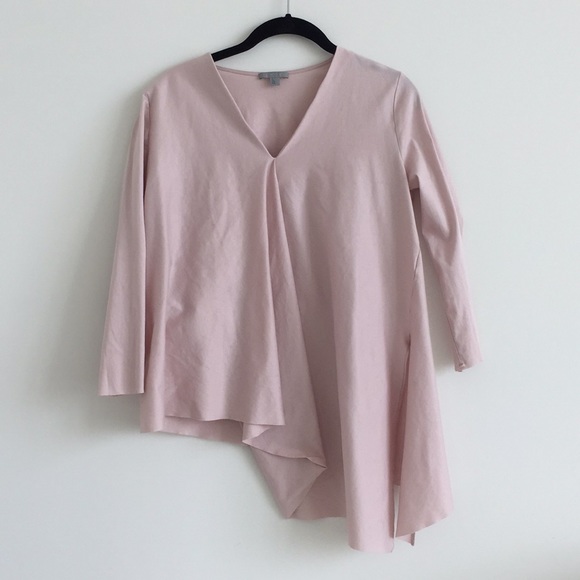 COS blush pink asymmetrical v-neck top - Picture 4 of 7